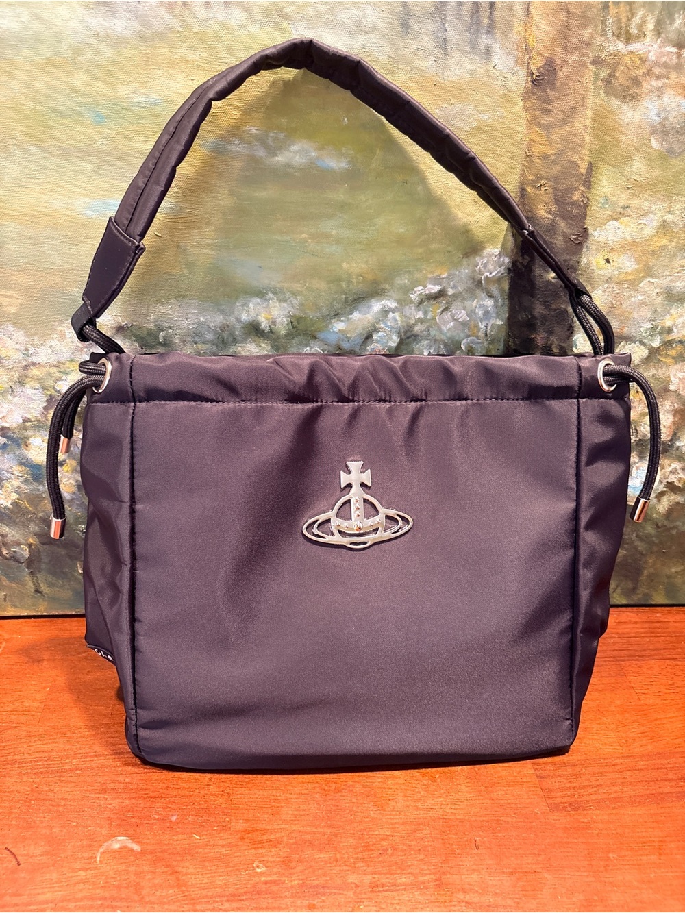 Black Nylon Shoulder Tote